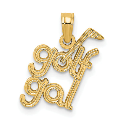 10K Yellow Gold 10K Solid Polished Golf Gal Charm