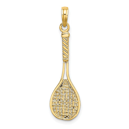 10K Yellow Gold 10K Solid Polished 3-D Tennis Racquet Charm