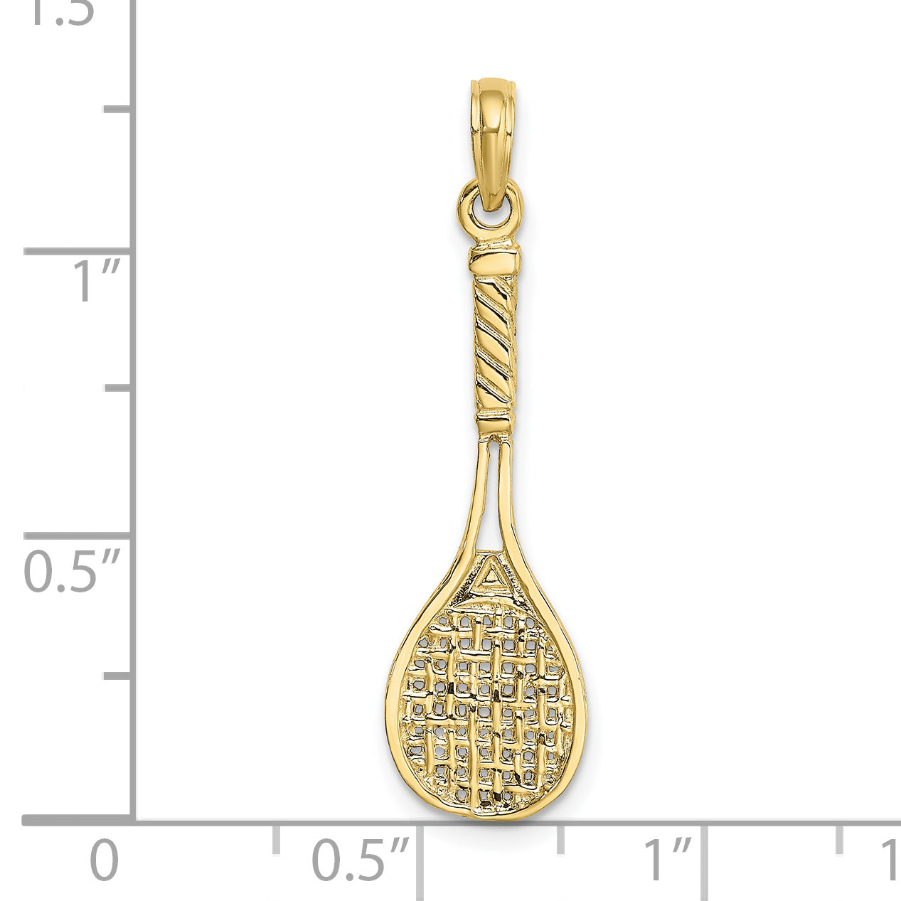 10K Yellow Gold 10K Solid Polished 3-D Tennis Racquet Charm