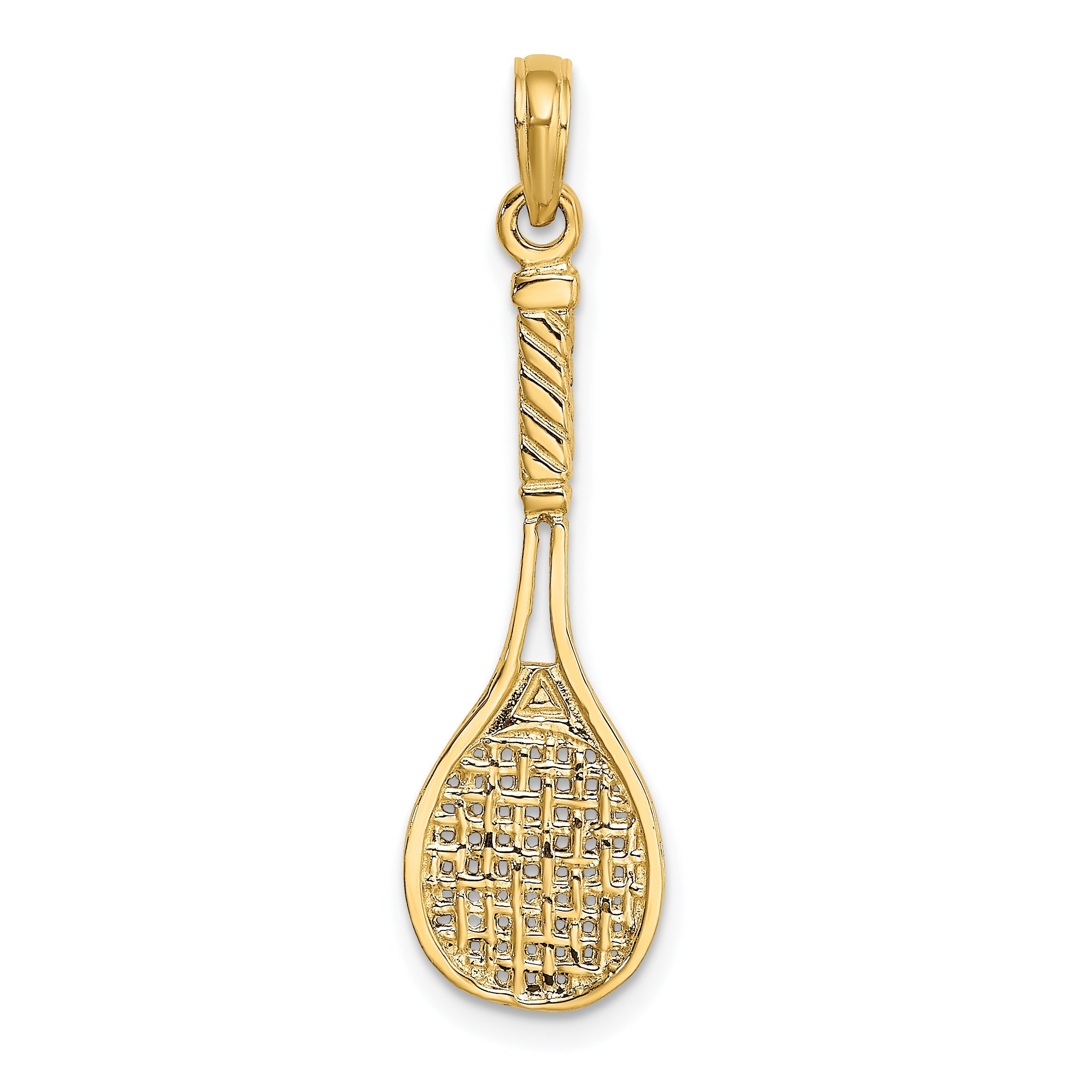 10K Yellow Gold 10K Solid Polished 3-D Tennis Racquet Charm