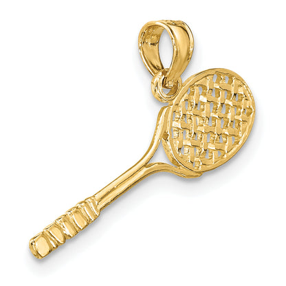 10K Yellow Gold 10K Solid Polished 3-D Tennis Racquet Charm