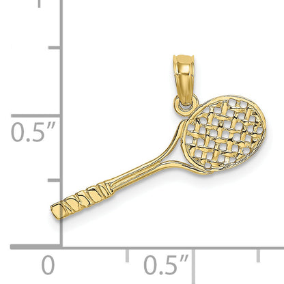 10K Yellow Gold 10K Solid Polished 3-D Tennis Racquet Charm