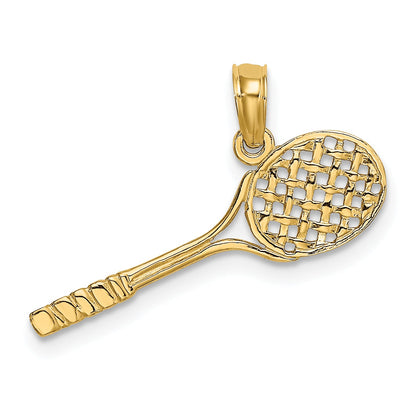 10K Yellow Gold 10K Solid Polished 3-D Tennis Racquet Charm