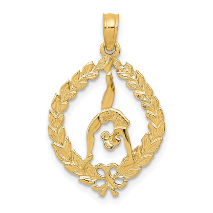 10K Yellow Gold 10K Solid Polished Framed Gymnast Pendant