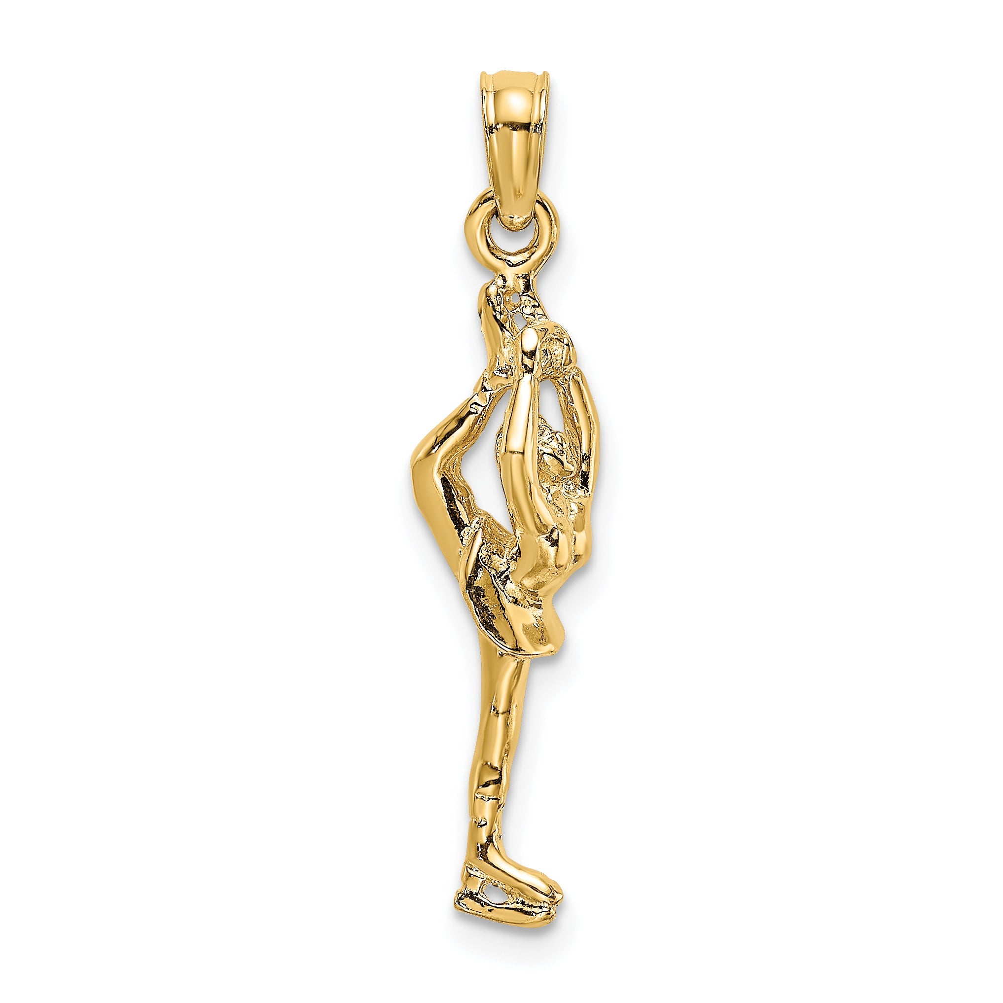 10K Yellow Gold 10K Solid Polished 3-D Figure Skater Charm