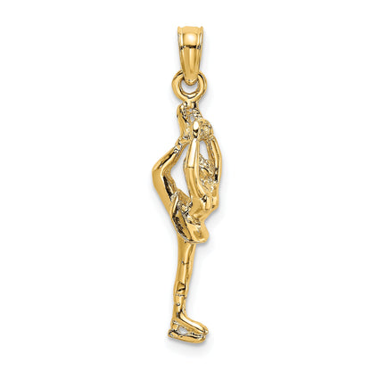 10K Yellow Gold 10K Solid Polished 3-D Figure Skater Charm