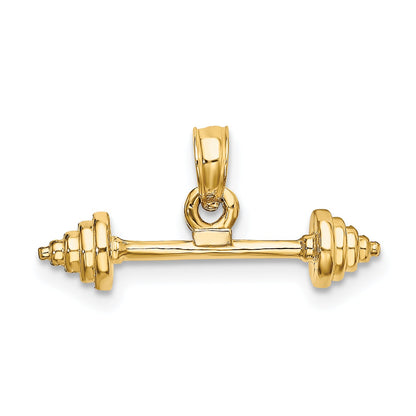 10K Yellow Gold 10K Solid Polished 3-D Dumbbell Charm