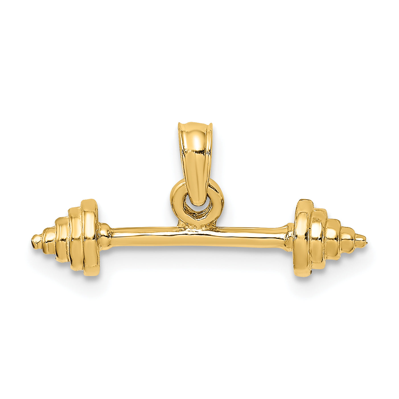 10K Yellow Gold 10K Solid Polished 3-D Dumbbell Charm