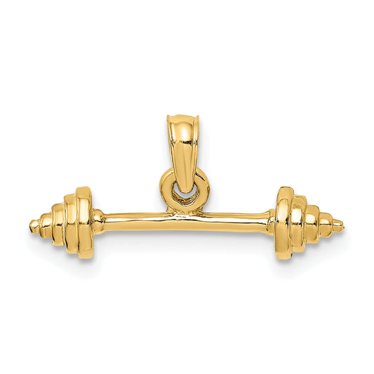 10K Yellow Gold 10K Solid Polished 3-D Dumbbell Charm