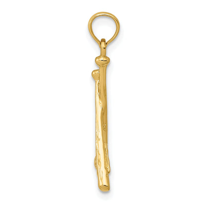 10K Yellow Gold 10K Polished Open-Backed Bats And Baseball Pendant