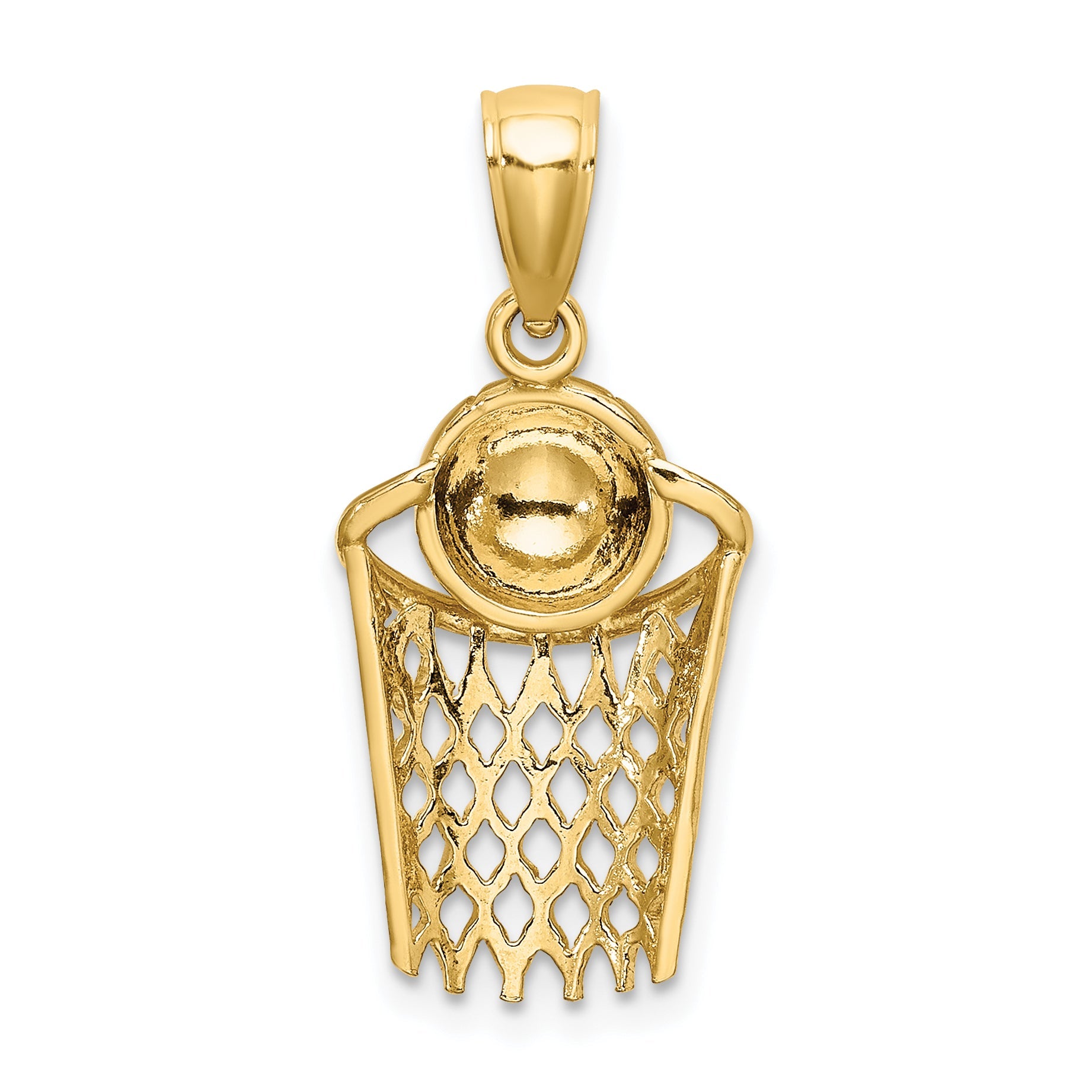 10K Yellow Gold 10K Polished Basketball And Net Charm