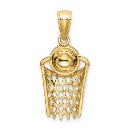 10K Yellow Gold 10K Polished Basketball And Net Charm