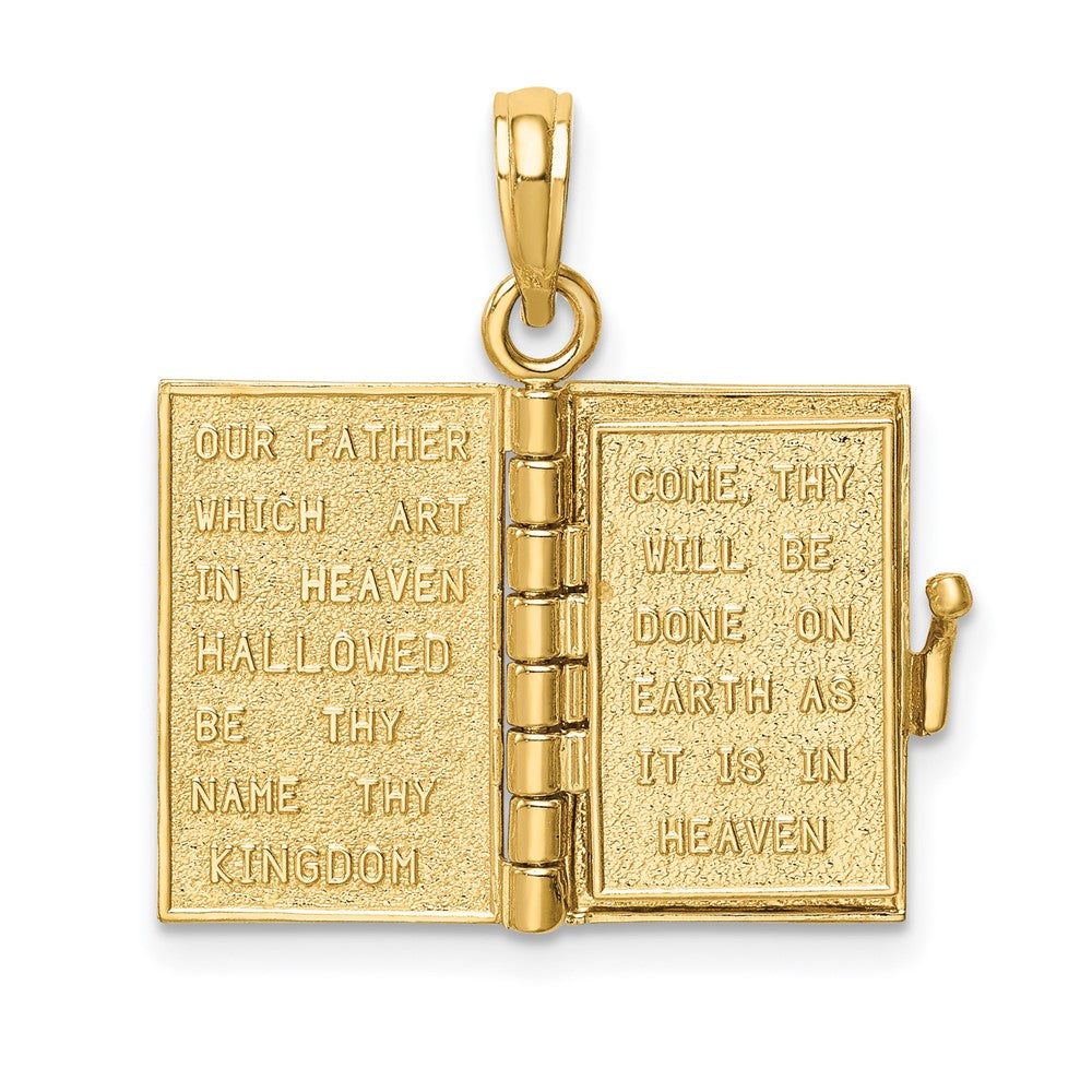 10K Yellow Gold 10K 3D Lords Prayer Bible Pendant