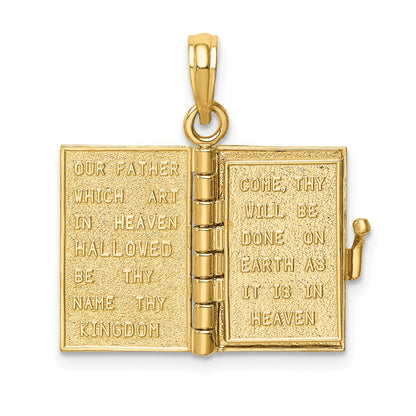 10K Yellow Gold 10K 3D Lords Prayer Bible Pendant
