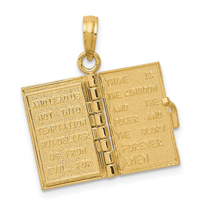 10K Yellow Gold 10K 3D Lords Prayer Bible Pendant