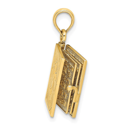 10K Yellow Gold 10K 3D Lords Prayer Bible Pendant