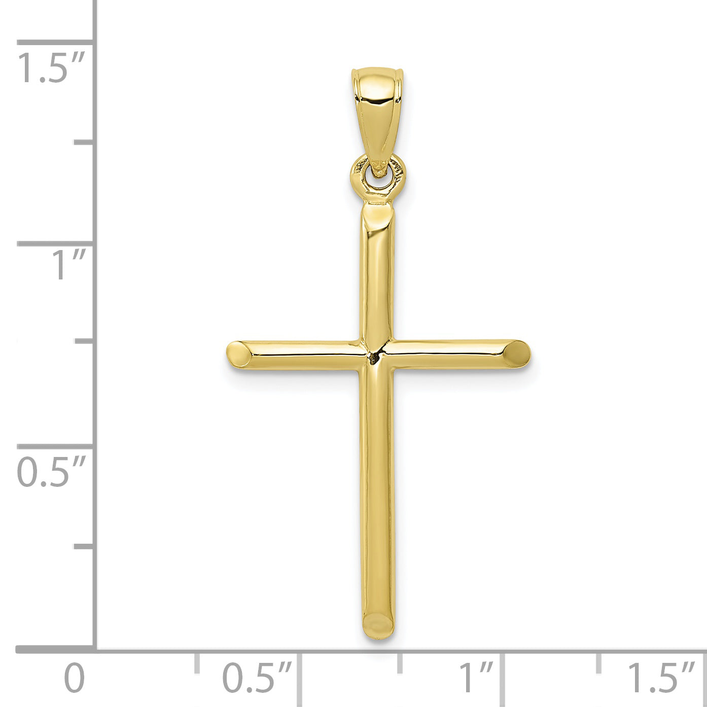 10K Yellow Gold Tubular Cross Pendant