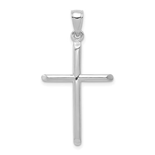 10K White Gold Tubular Cross Pendant