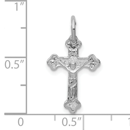 10K White Gold Diamond-Cut Crucifix Charm