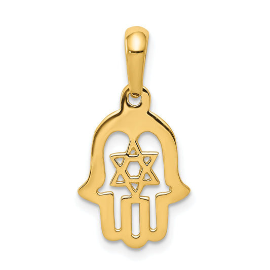 10K Yellow Gold Star Of David Chamseh Pendant