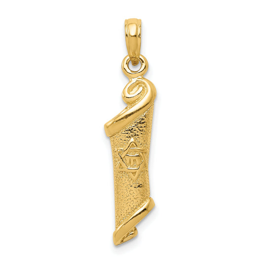 10K Yellow Gold Torah W/Star Of David Pendant