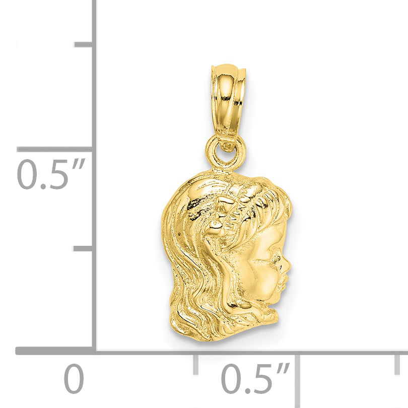10K Yellow Gold Girl Head Charm