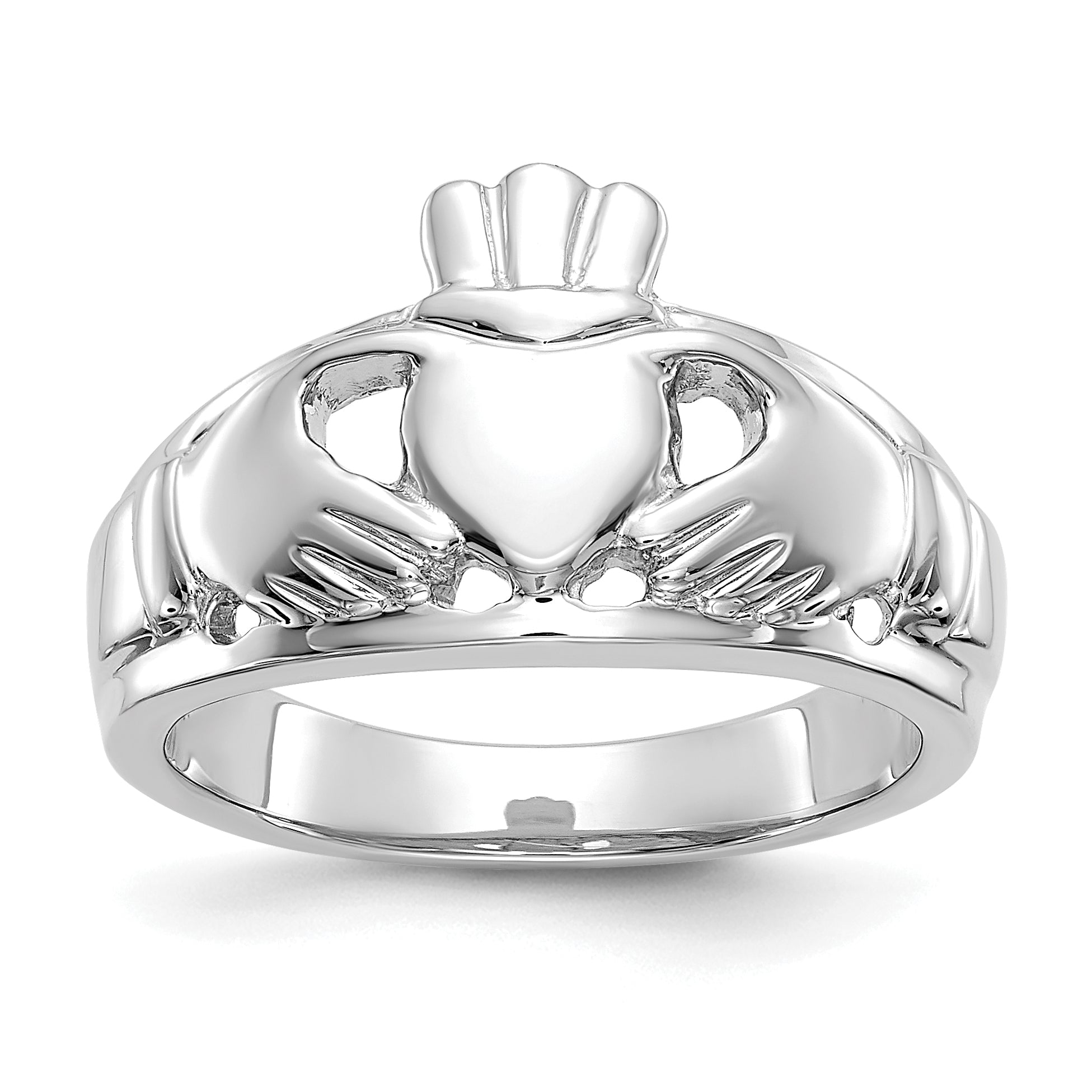 10K White Gold Ladies Claddagh Ring