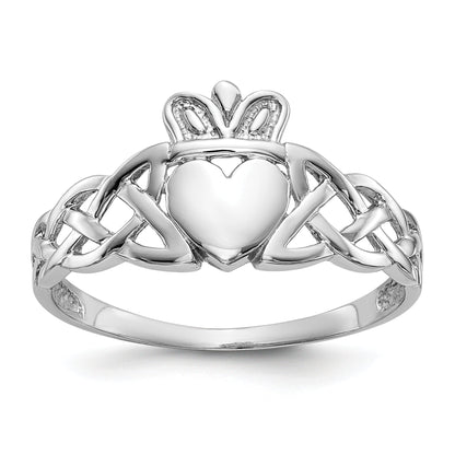10K White Gold Mens Claddagh Ring
