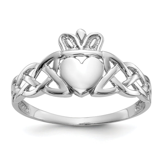 10K White Gold Mens Claddagh Ring