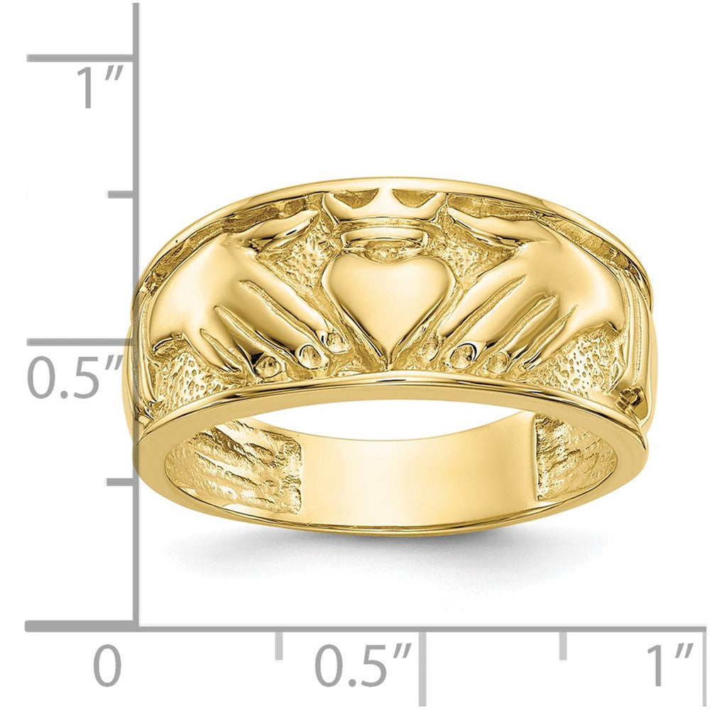 10K Yellow Gold Polished Men'S Claddagh Band
