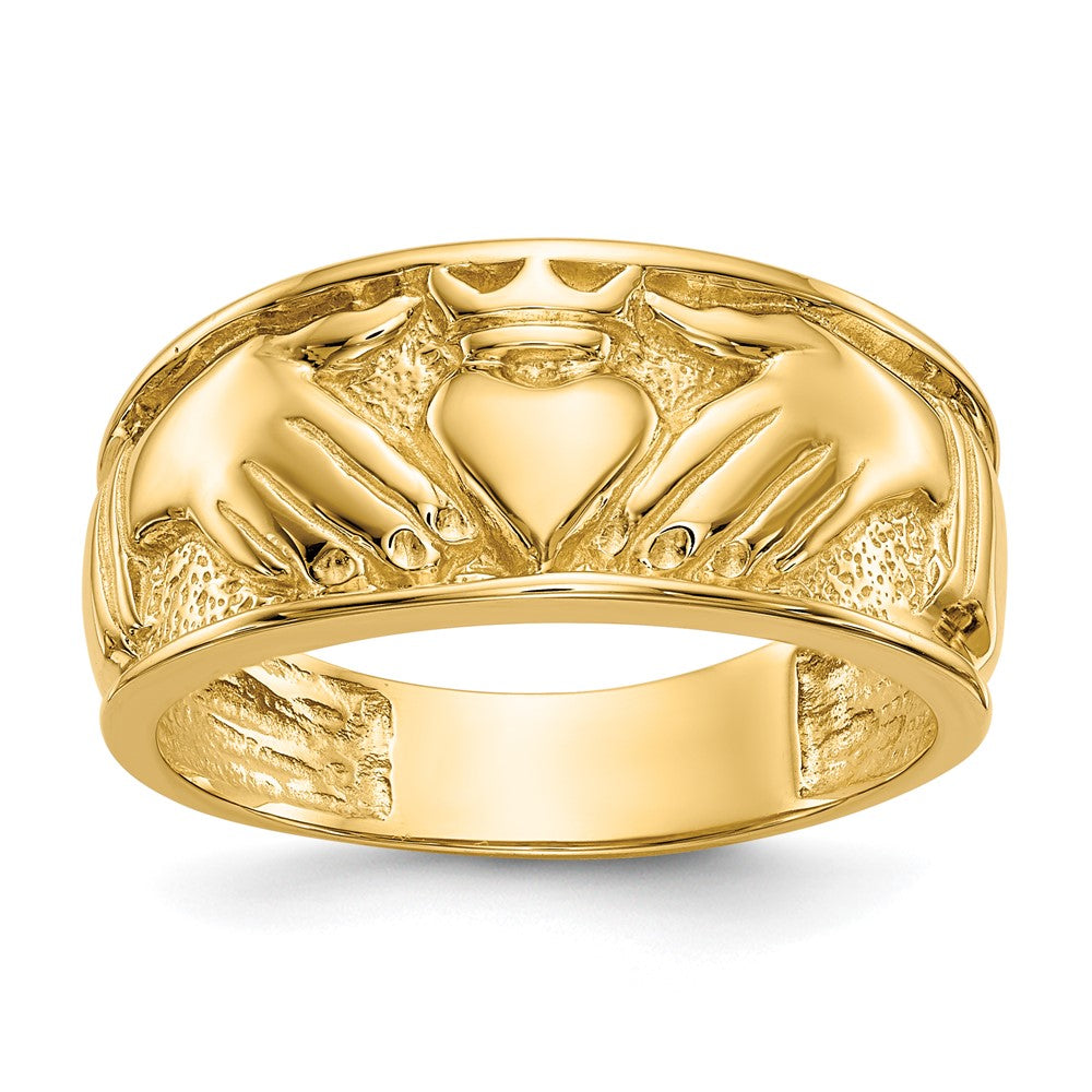 10K Yellow Gold Polished Men'S Claddagh Band