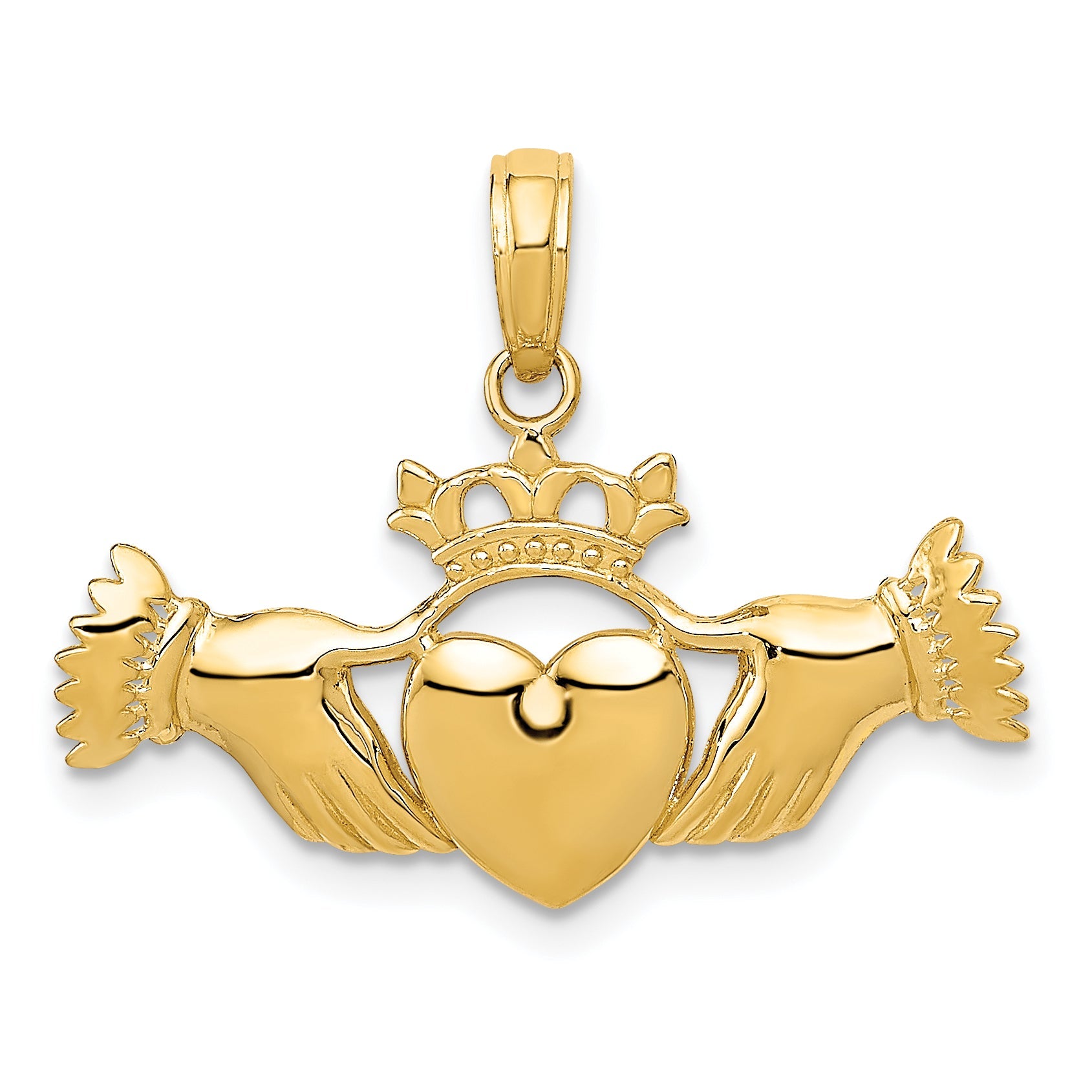 10K Yellow Gold Polished Claddagh Pendant