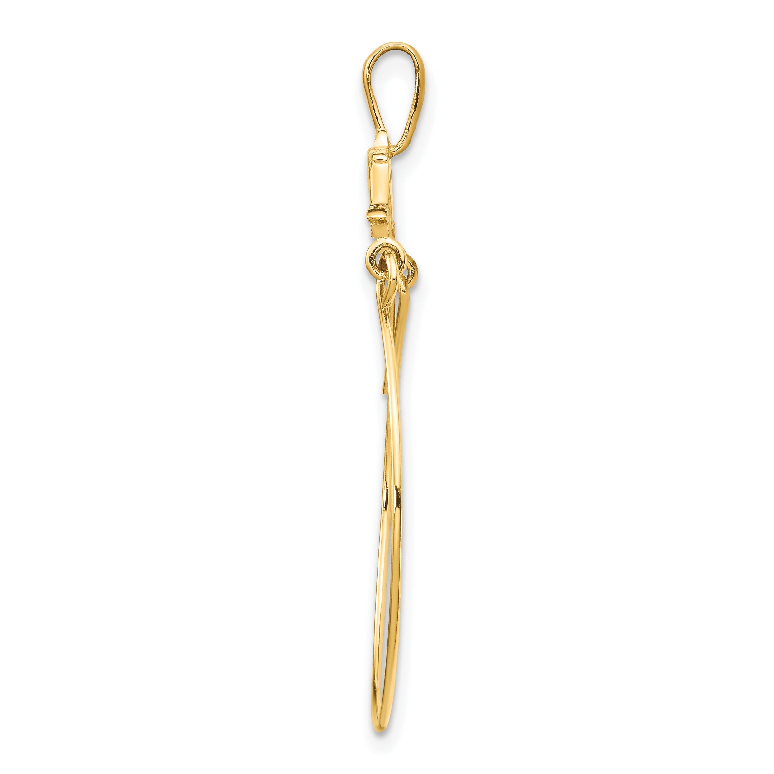 10K Yellow Gold Double Dolphins Charm Holder Pendant