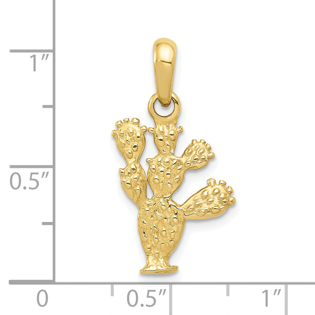 10K Yellow Gold 3-D Cactus Pendant