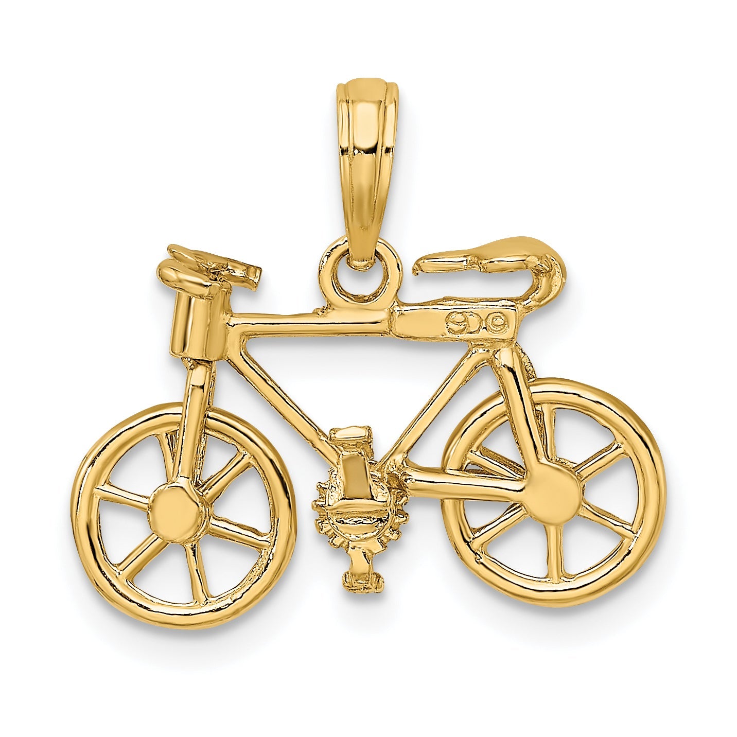 10K Yellow Gold 3-D Moveable Bicycle Charm