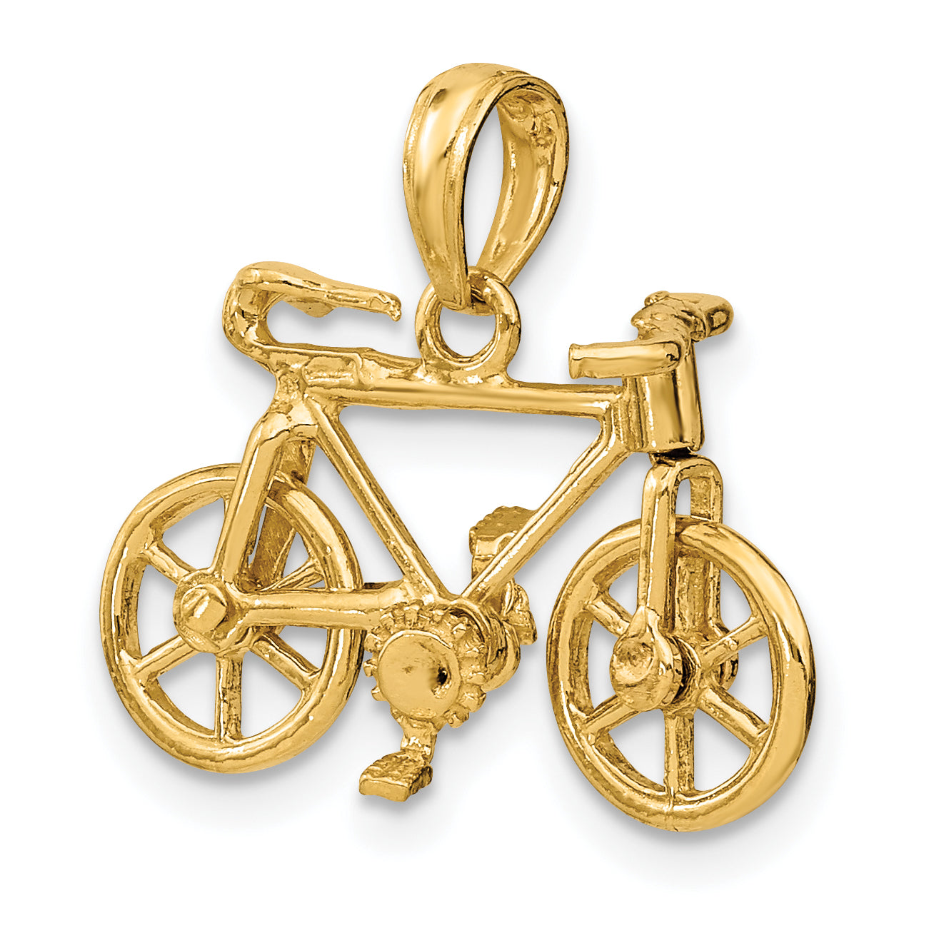 10K Yellow Gold 3-D Moveable Bicycle Charm