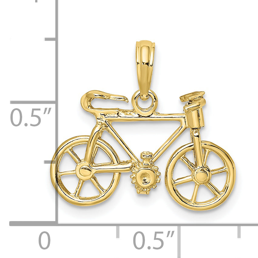 10K Yellow Gold 3-D Moveable Bicycle Charm