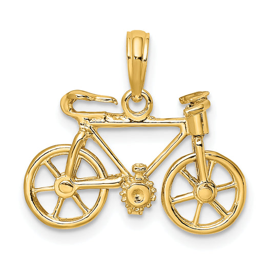 10K Yellow Gold 3-D Moveable Bicycle Charm
