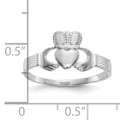 10K White Gold Ladies Claddagh Ring