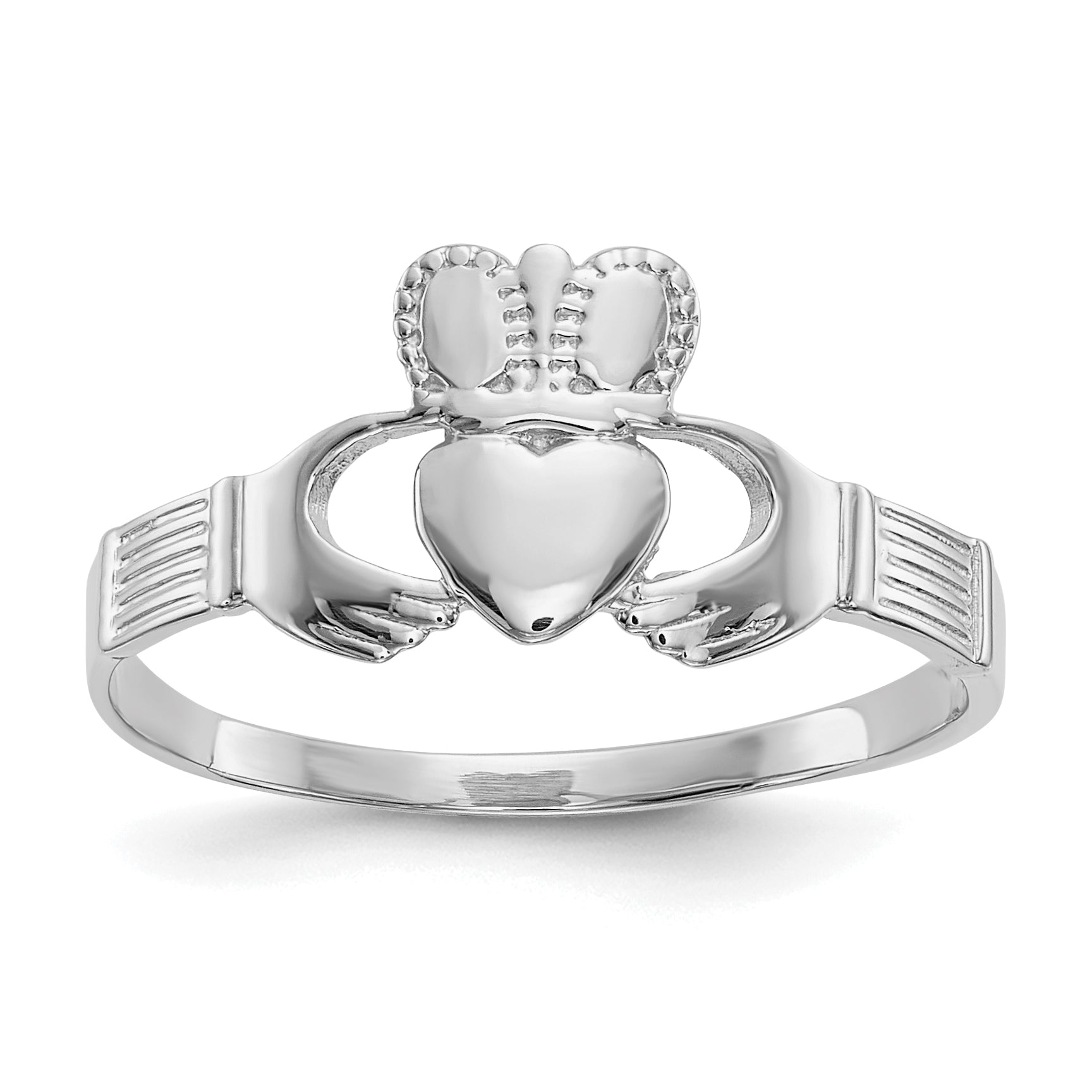 10K White Gold Ladies Claddagh Ring