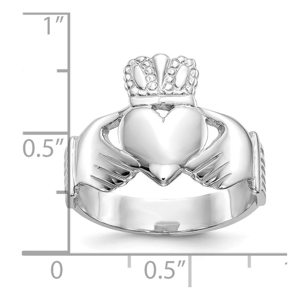 10K White Gold Men'S Claddagh Ring