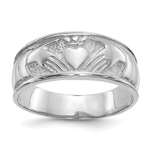 10K White Gold Ladies Claddagh Ring