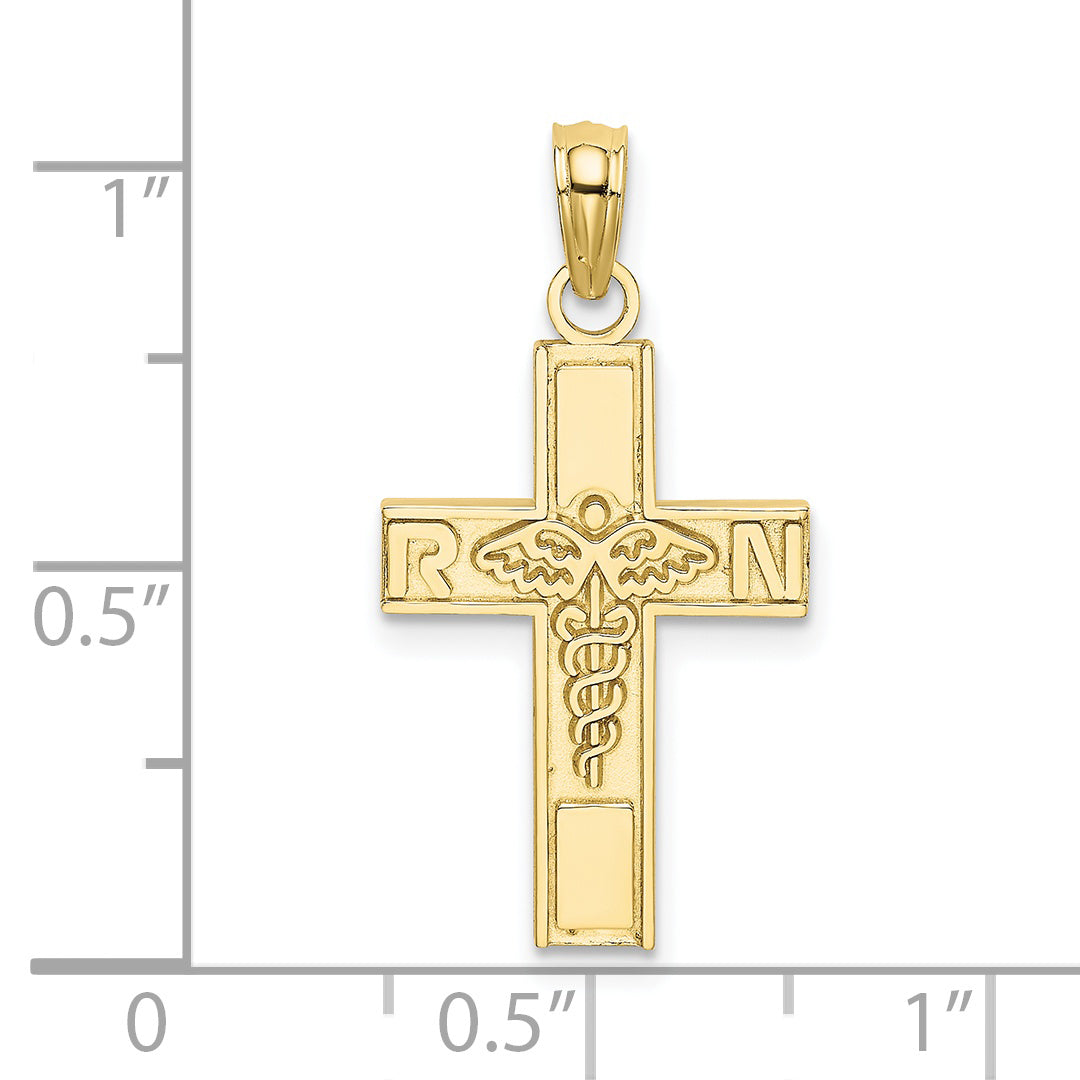 10K Yellow Gold 10K Rn Caduceus Cross Charm