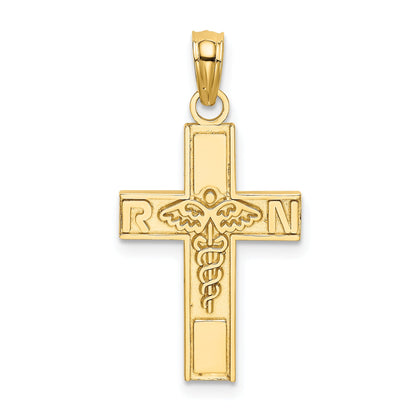 10K Yellow Gold 10K Rn Caduceus Cross Charm