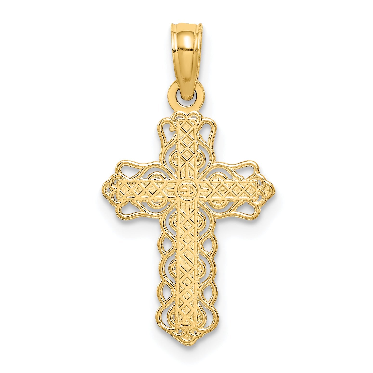 10K Yellow Gold Budded Cross Charm
