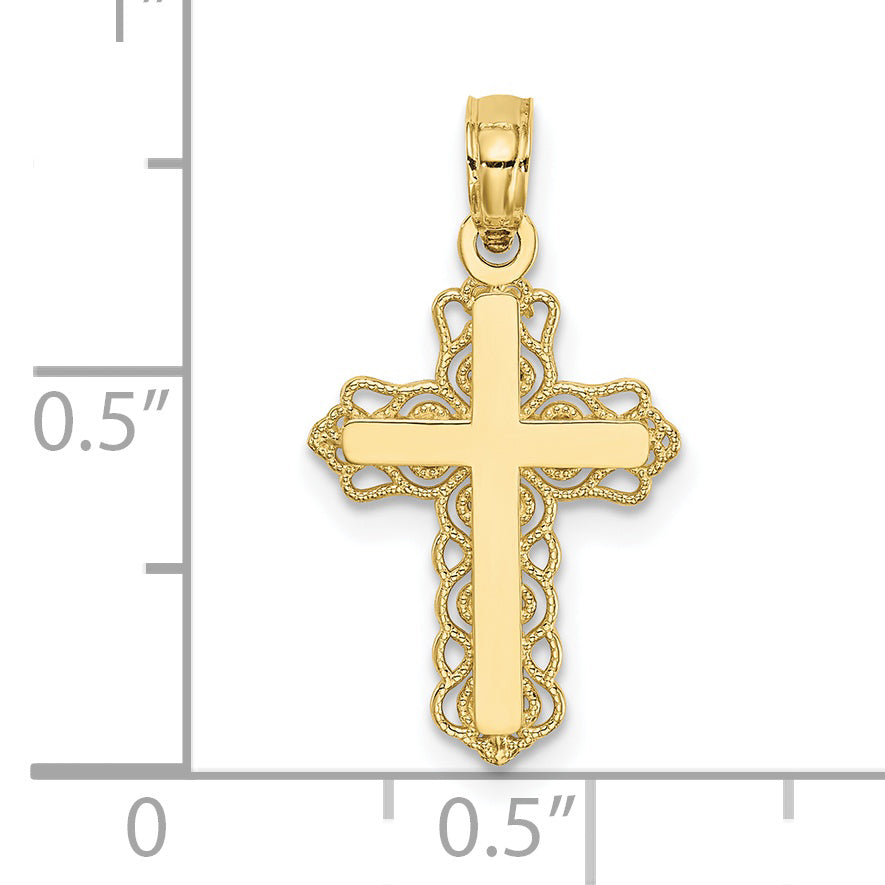 10K Yellow Gold Budded Cross Charm