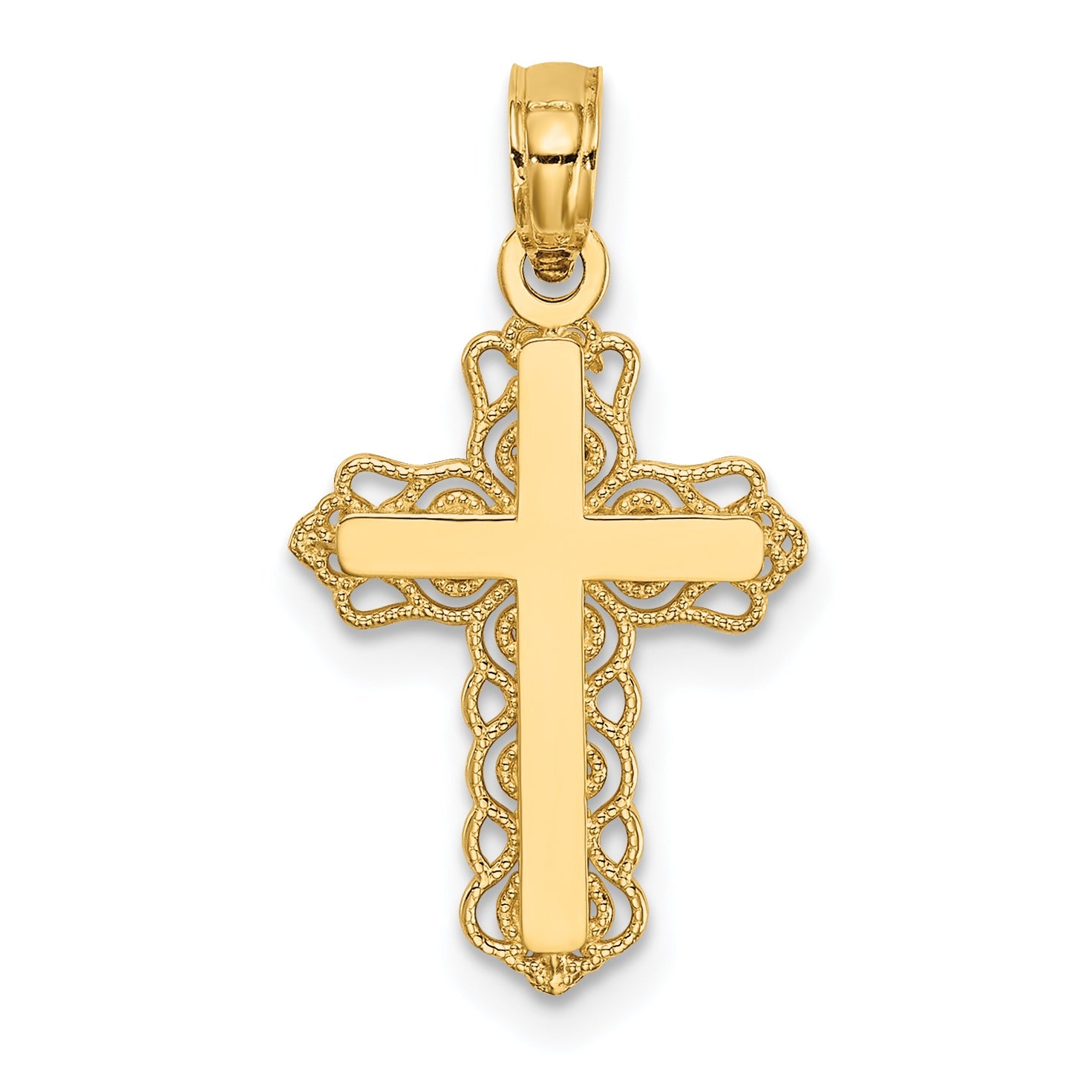 10K Yellow Gold Budded Cross Charm