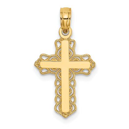 10K Yellow Gold Budded Cross Charm