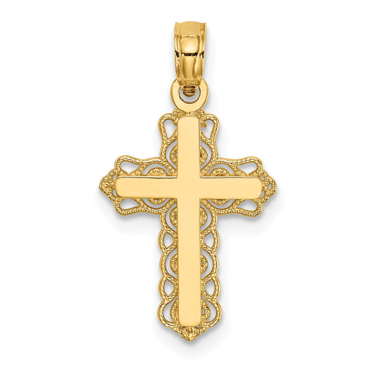 10K Yellow Gold Budded Cross Charm