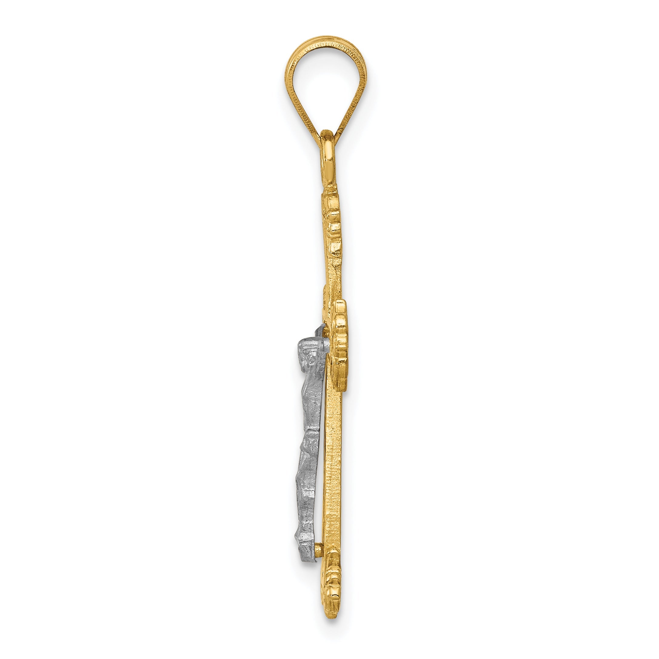 10K Two-Tone 10K Diamond-Cut Crucifix Pendant